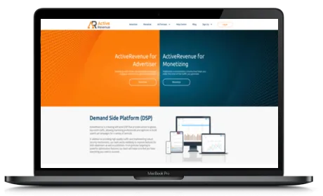 ActiveRevenue website displayed on a Macbook