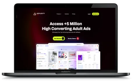 Adplexity Adult website displayed on a Macbook