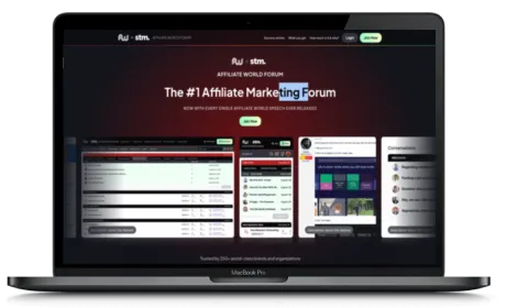 Affiliate World Forum website displayed on a Macbook