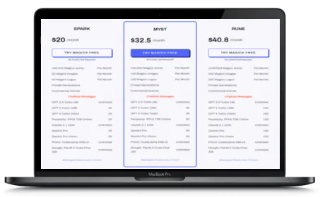 AI Magicx website displayed on a Macbook