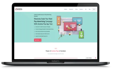 Anstrex Pops website displayed on a Macbook