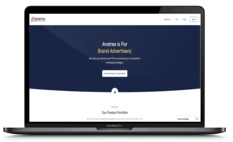 Anstrex website displayed on a Macbook