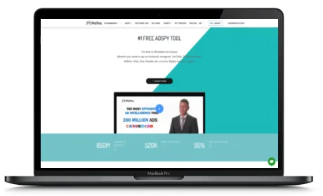 BigSpy website displayed on a Macbook