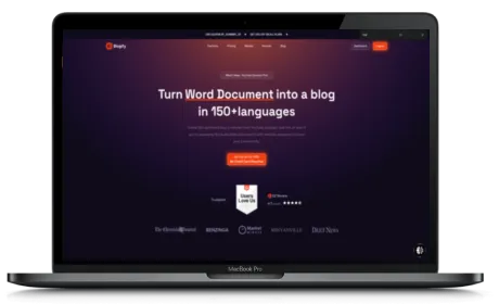 Blogify website displayed on a Macbook