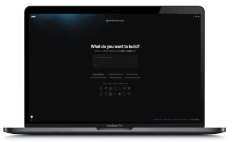 bolt.new website displayed on a Macbook