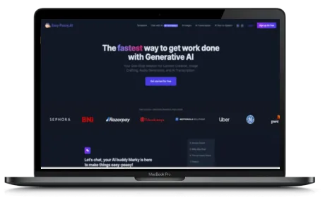 EasyPeasy AI website displayed on a Macbook