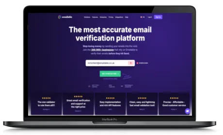 Emailable website displayed on a Macbook