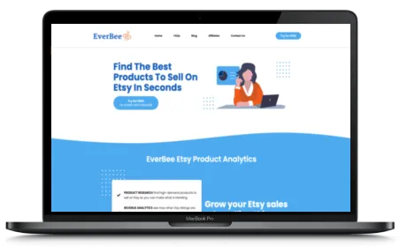 EverBee website displayed on a Macbook