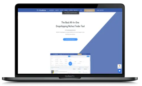 FindNiche website displayed on a Macbook