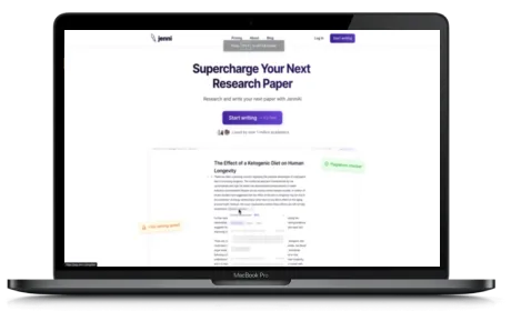 Jenni.ai website displayed on a Macbook