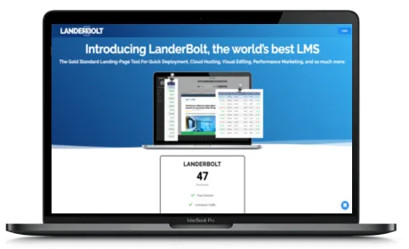Landerbolt website displayed on a Macbook