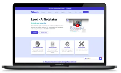 Leexi website displayed on a Macbook