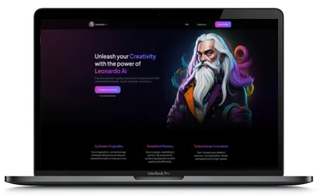 Leonardo.ai website displayed on a Macbook
