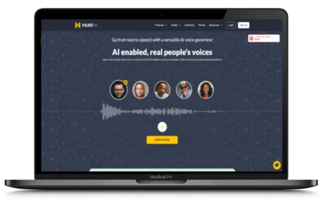 Murf AI website displayed on a Macbook