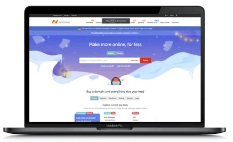 Namecheap website displayed on a Macbook