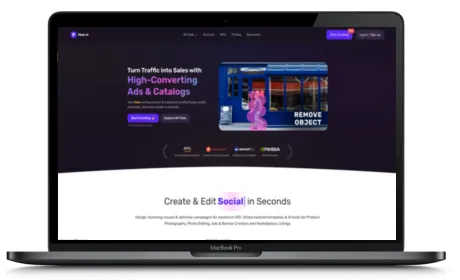Phot.ai website displayed on a Macbook