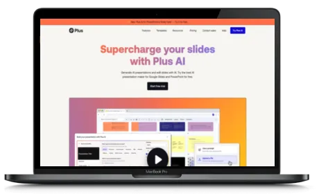 Plus AI website displayed on a Macbook