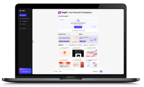 PopAi website displayed on a Macbook