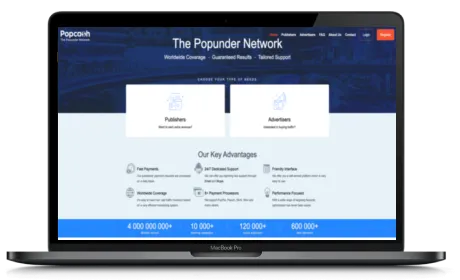 PopCash website displayed on a Macbook