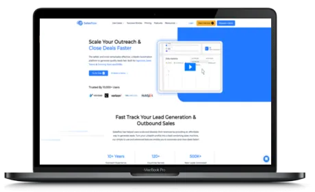 Salesflow website displayed on a Macbook