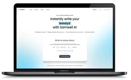 Samwell website displayed on a Macbook
