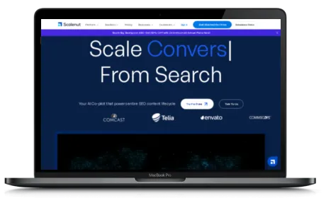 Scalenut website displayed on a Macbook