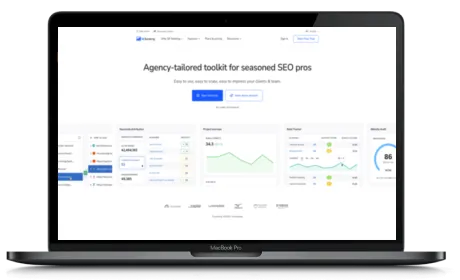 SE Ranking website displayed on a Macbook