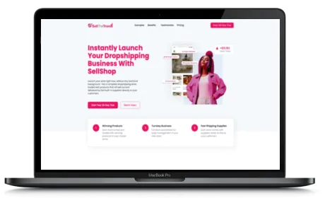 SellShop website displayed on a Macbook