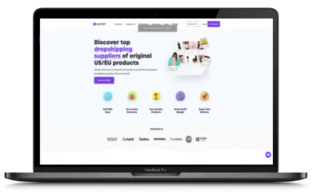 Spocket website displayed on a Macbook