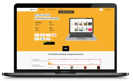 SpyPush website displayed on a Macbook
