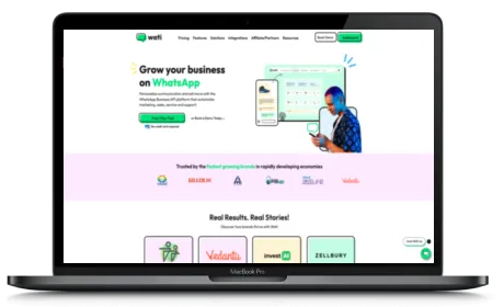Wati website displayed on a Macbook