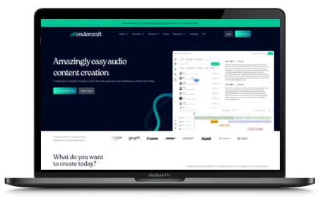 Wondercraft website displayed on a Macbook