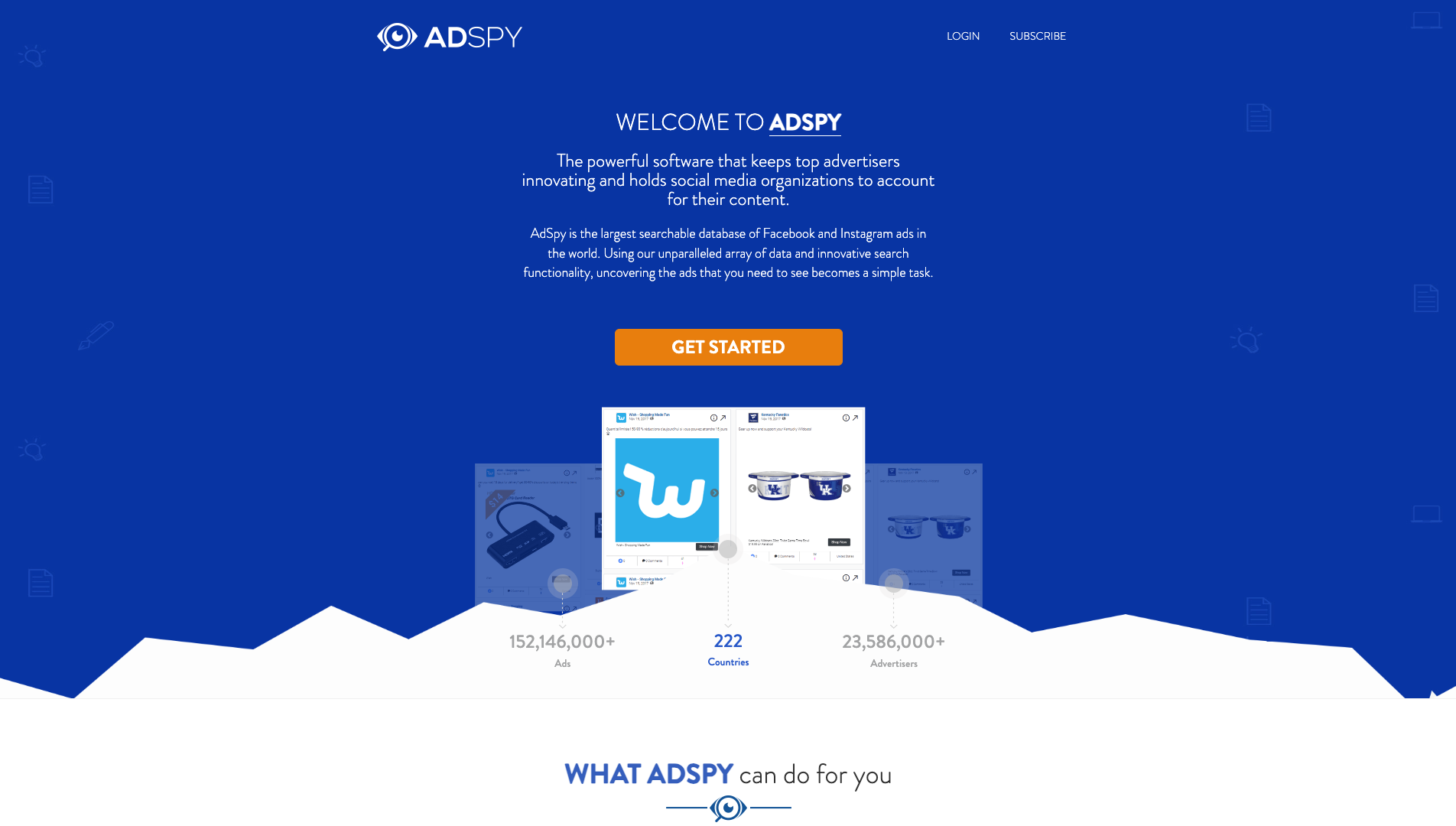 Screenshot of AdSpy Homepage