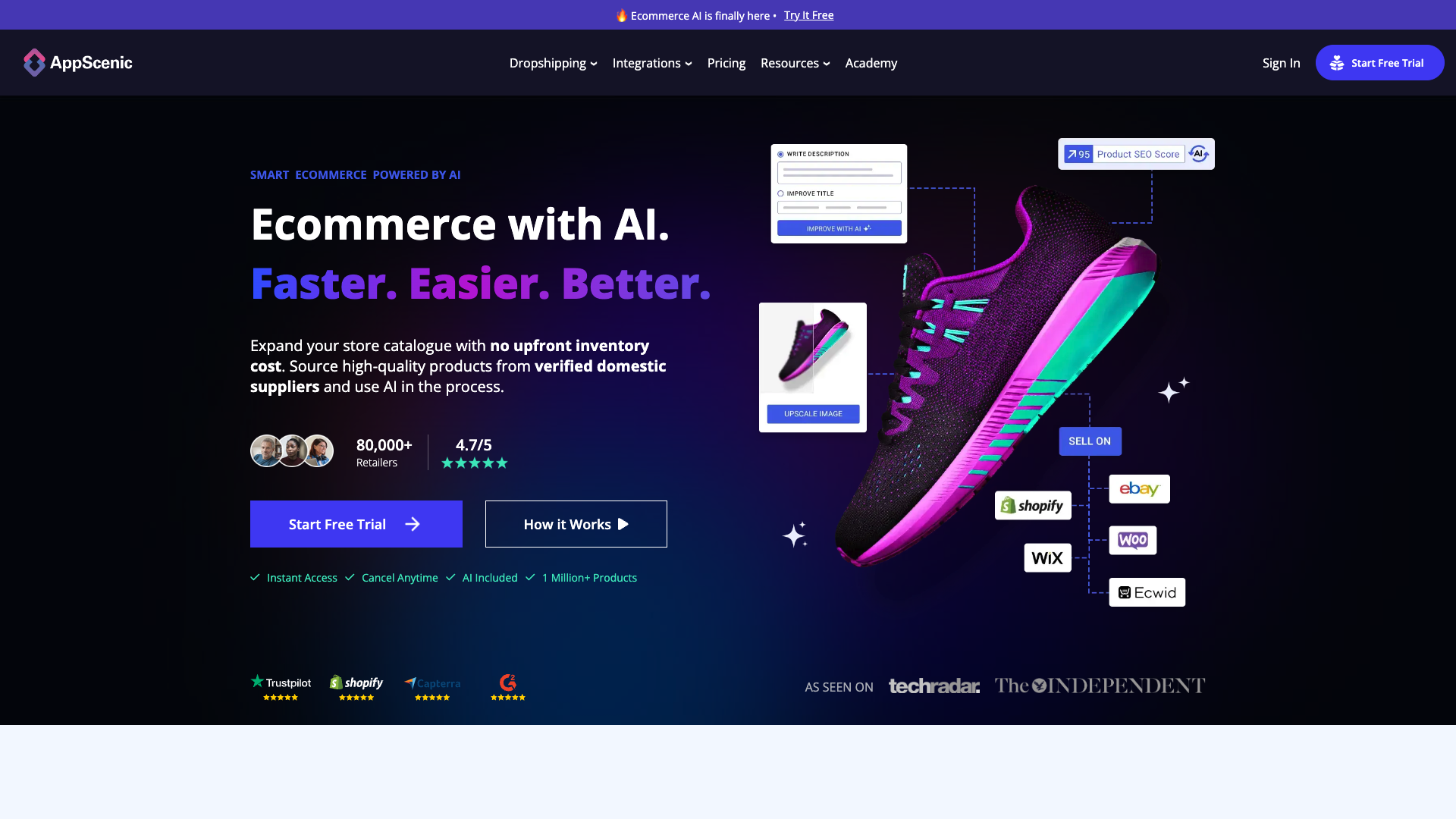 Screenshot of AppScenic Homepage