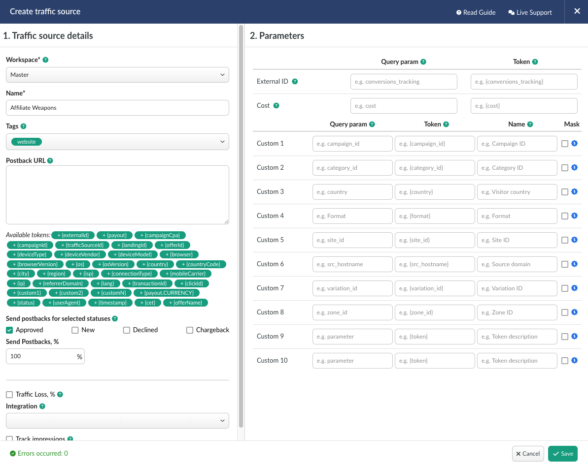 Create Traffic Source