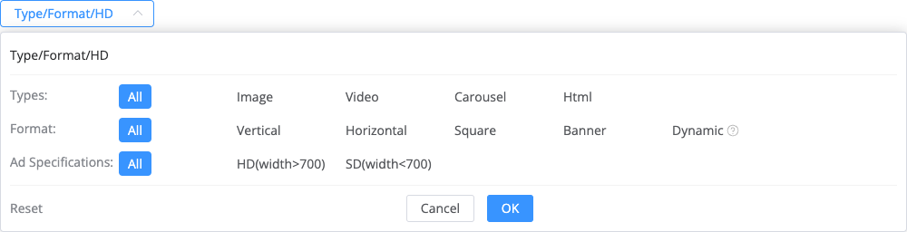 Type Format Filter