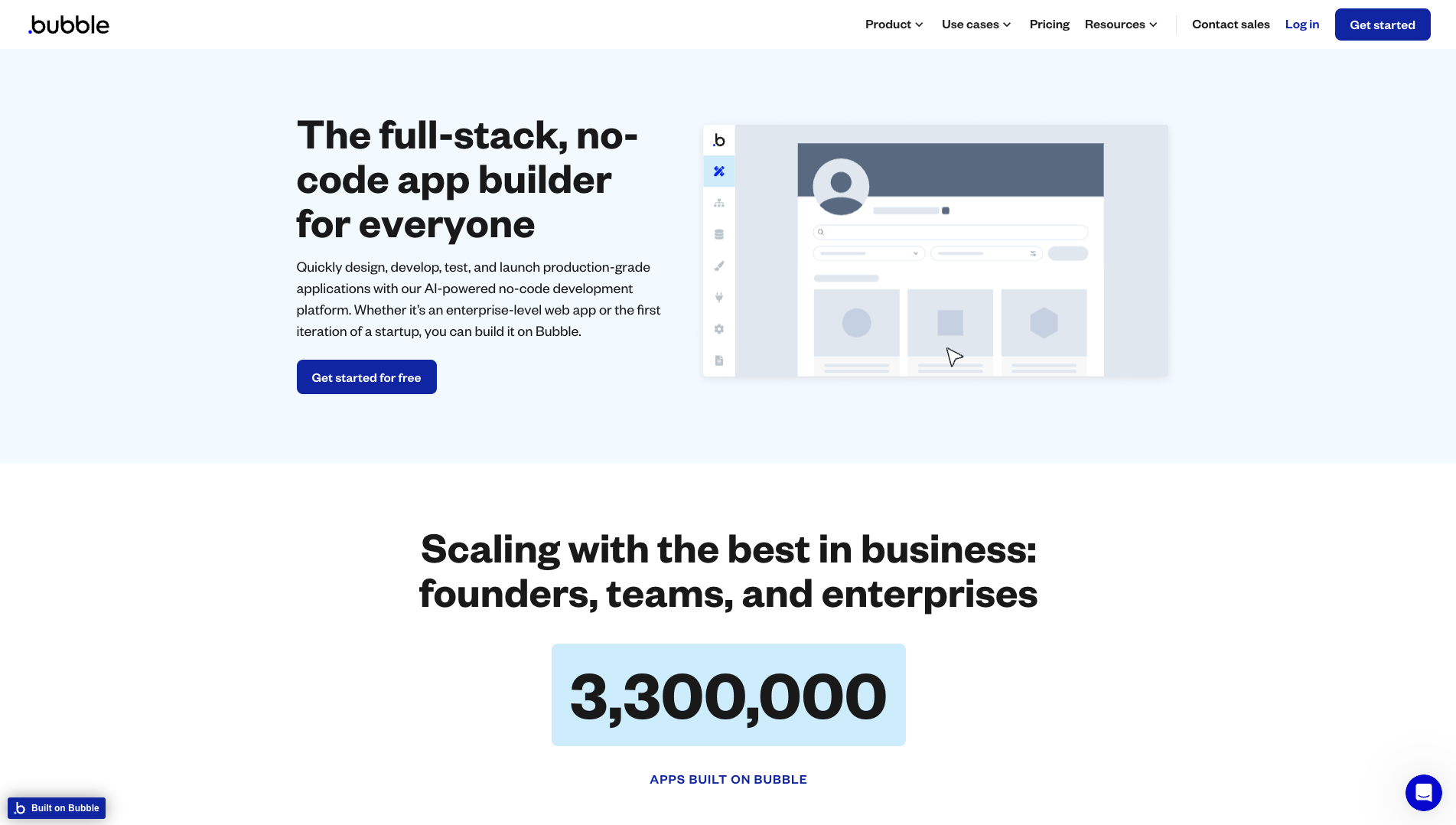 Screenshot of Bubble.io Homepage