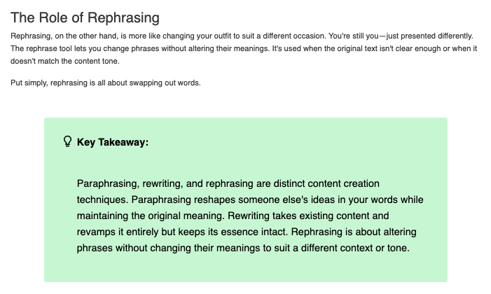 Key Takeaway Generatd Example