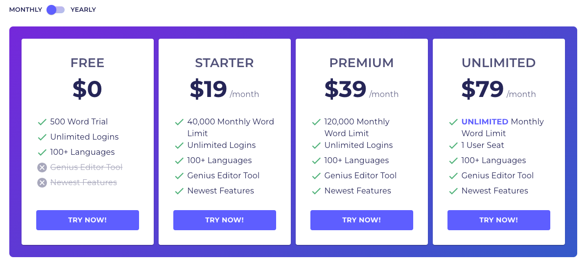 CopyGenius Pricing CopyGenius price plans