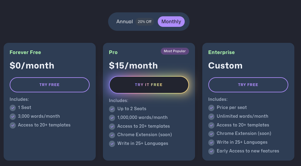 Crear.ai price plans