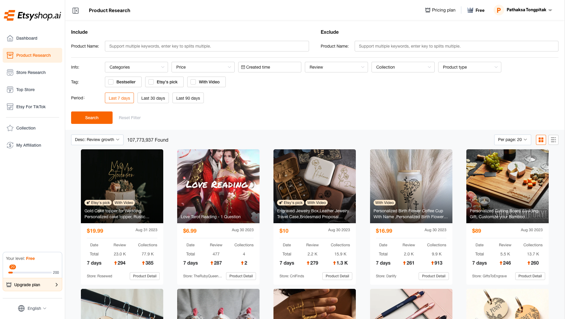 Etsyshop Product Research