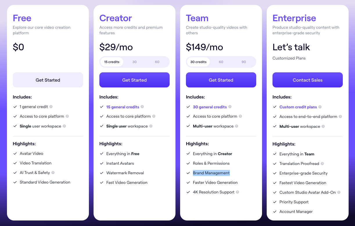 HeyGen Pricing HeyGen price plans