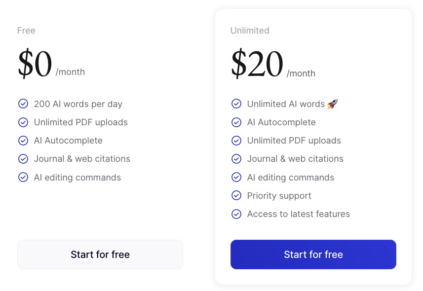 Jenni.ai Pricing Jenni.ai price plans