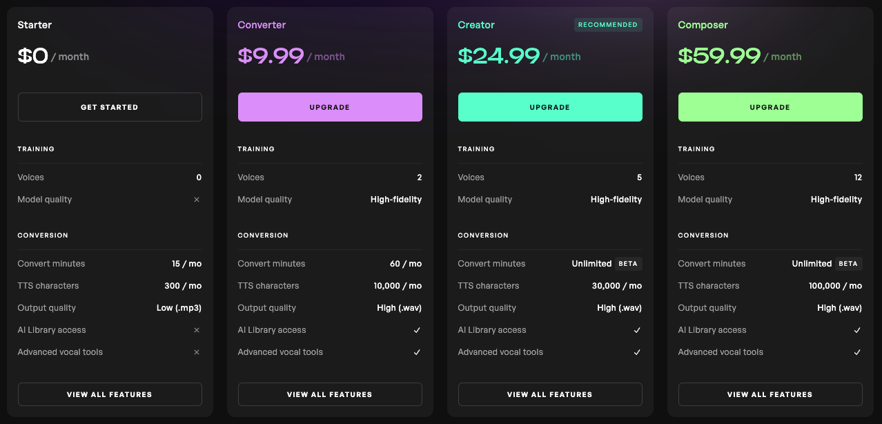 Kits.ai Pricing Kits.ai price plans