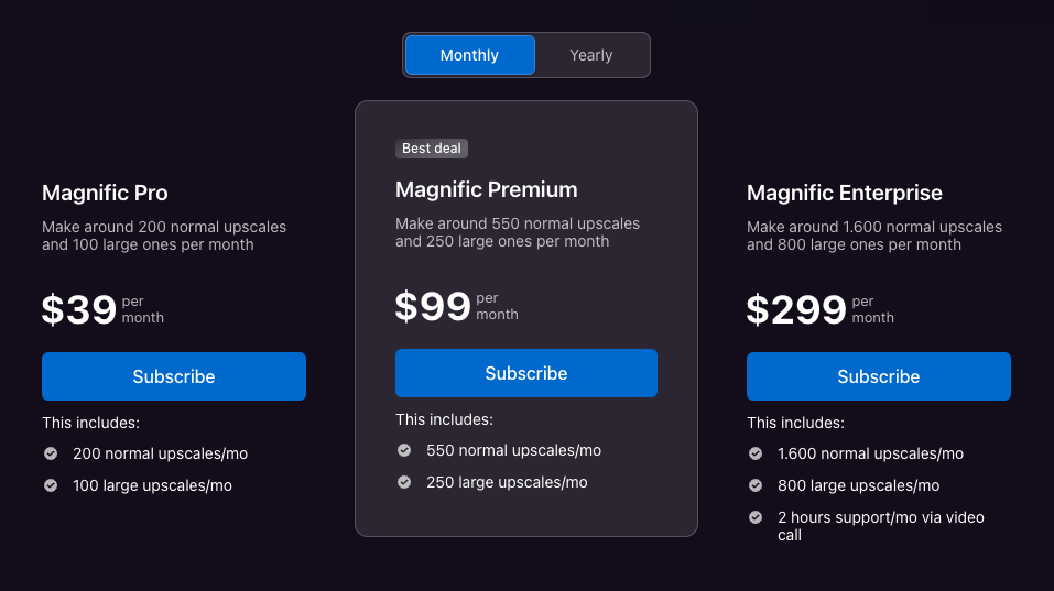 Magnific AI Pricing Magnific AI price plans