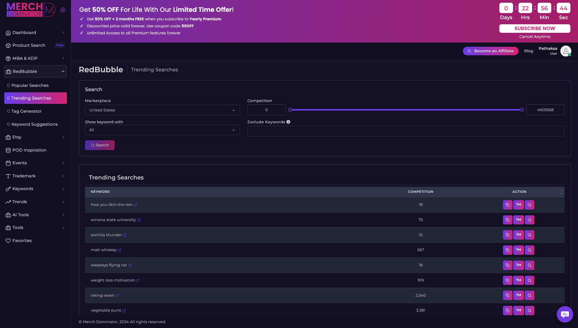 Redbubble Trending Searches