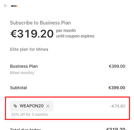 Apply Coupon Code Business Plan Confirmation