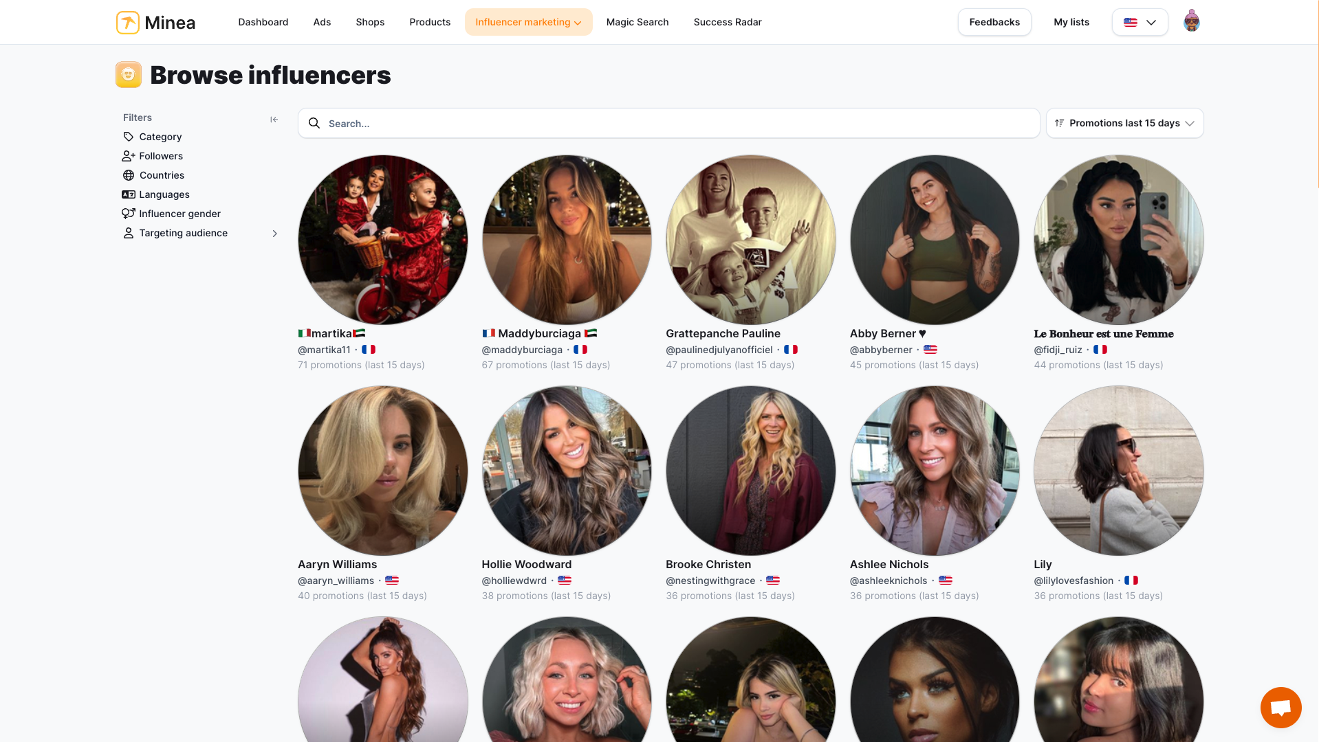 Browse Influencers