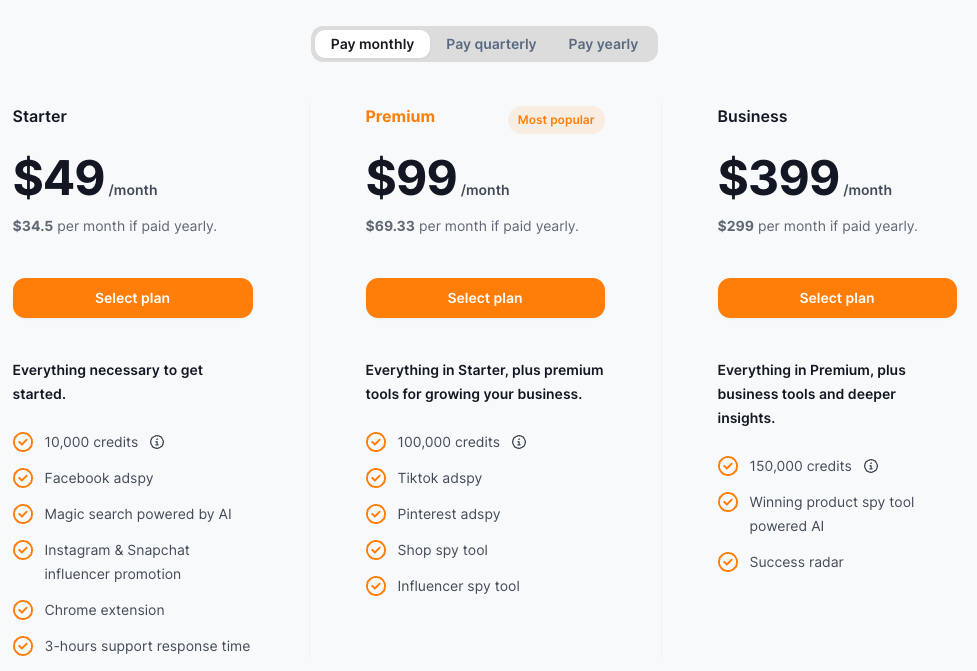 Minea Pricing Minea price plans