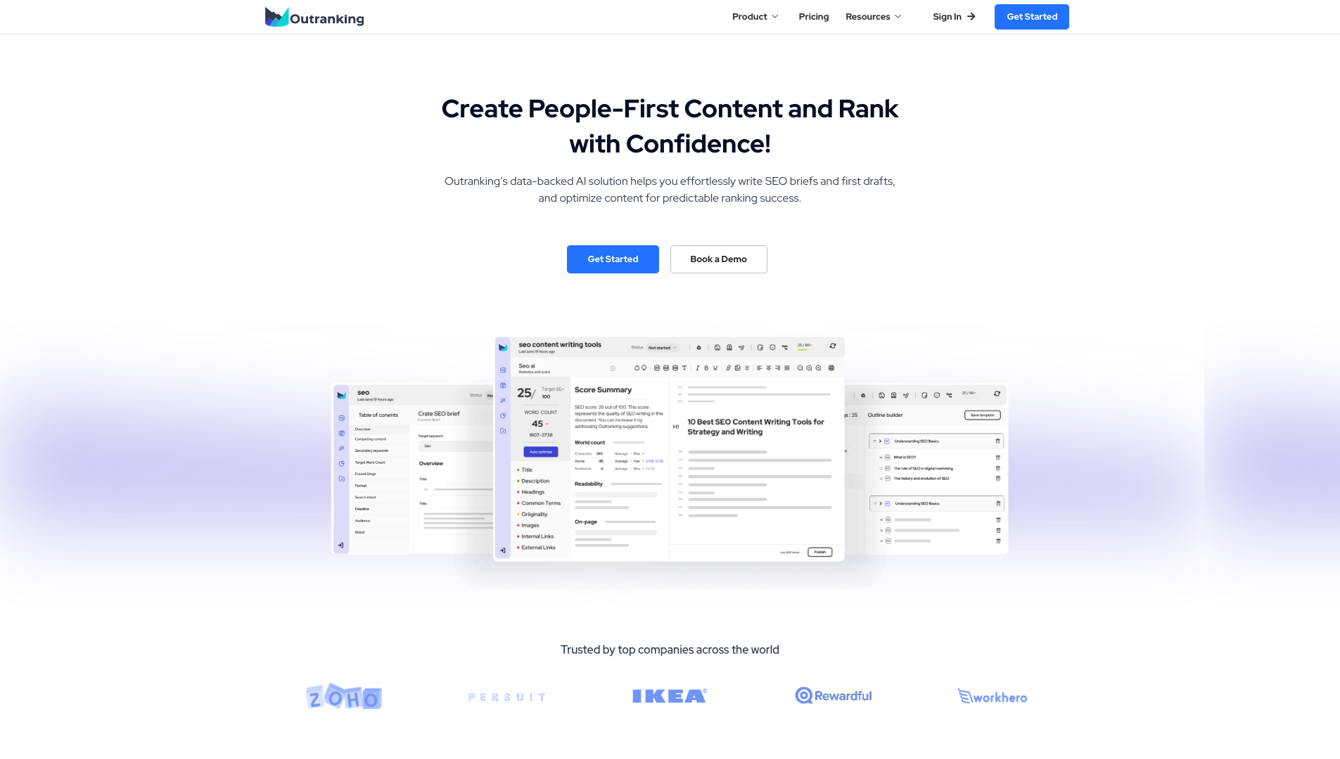 Screenshot of Outranking Homepage